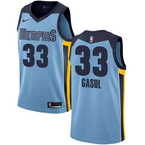 Personalized Grizzlies #33 Marc Gasol Light Blue NBA Swingman Statement Edition Jersey