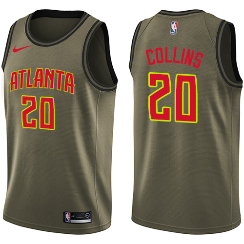 Personalized Hawks #20 John Collins Green NBA Swingman Salute to Service Jersey