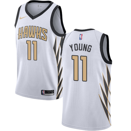 Personalized Hawks #11 Trae Young White NBA Swingman City Edition 2018 19 Jersey
