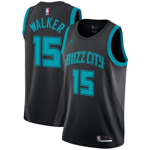 Personalized Hornets 15 Kemba Walker Black 2018-19 City Edition Swingman Jersey