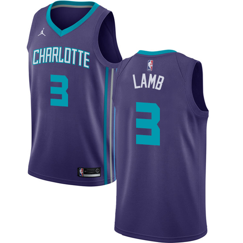 Personalized Hornets #3 Jeremy Lamb Purple NBA Jordan Swingman Statement Edition Jersey