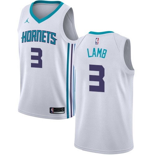 Personalized Hornets #3 Jeremy Lamb White NBA Jordan Swingman Association Edition Jersey