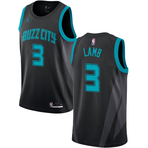Personalized Hornets #3 Jeremy Lamb Black NBA Jordan Swingman City Edition 2018 19 Jersey
