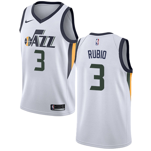 Personalized Jazz #3 Ricky Rubio White NBA Swingman Association Edition Jersey