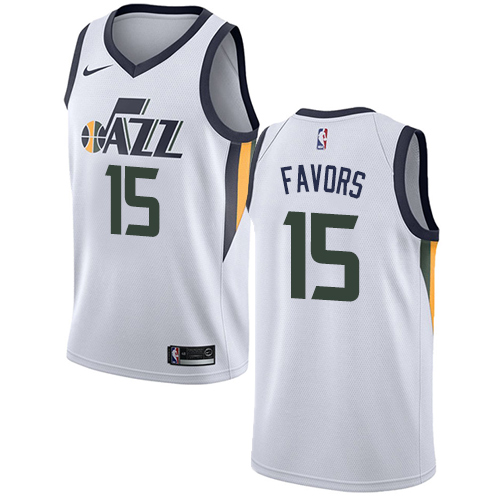 Personalized Jazz #15 Derrick Favors White NBA Swingman Association Edition Jersey