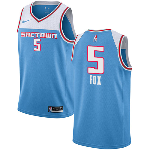 Personalized Kings #5 De’Aaron Fox Blue NBA Swingman City Edition 2018 19 Jersey