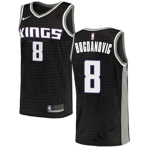 Personalized Kings #8 Bogdan Bogdanovic Black NBA Swingman Statement Edition Jersey