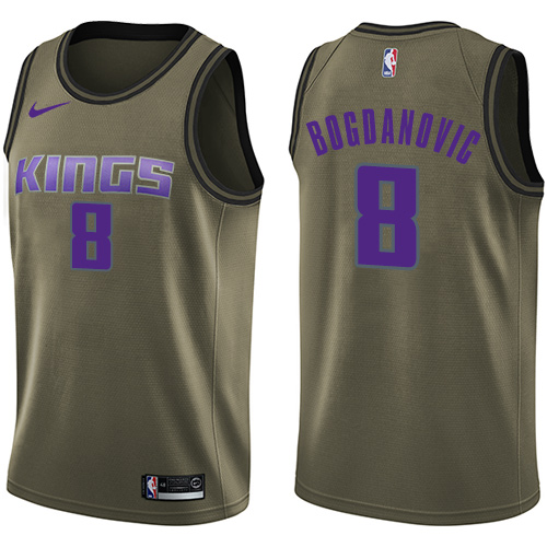 Personalized Kings #8 Bogdan Bogdanovic Green NBA Swingman Salute to Service Jersey