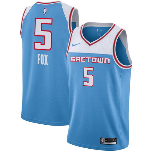 Personalized Kings 5 De’Aaron Fox Light Blue 2018-19 City Edition Swingman Jersey