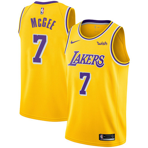 Personalized Lakers #7 JaVale McGee Gold NBA Swingman Icon Edition Jersey