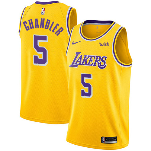 Personalized Lakers #5 Tyson Chandler Gold NBA Swingman Icon Edition Jersey
