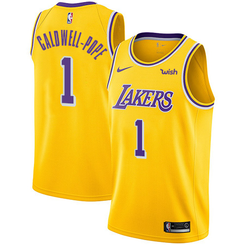 Personalized Lakers #1 Kentavious Caldwell-Pope Gold NBA Swingman Icon Edition Jersey