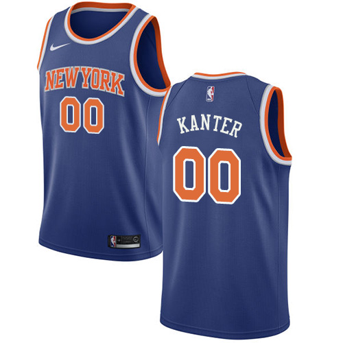 Personalized Knicks #00 Enes Kanter Blue NBA Swingman Icon Edition Jersey