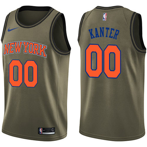 Personalized Knicks #00 Enes Kanter Green Salute to Service NBA Swingman Jersey