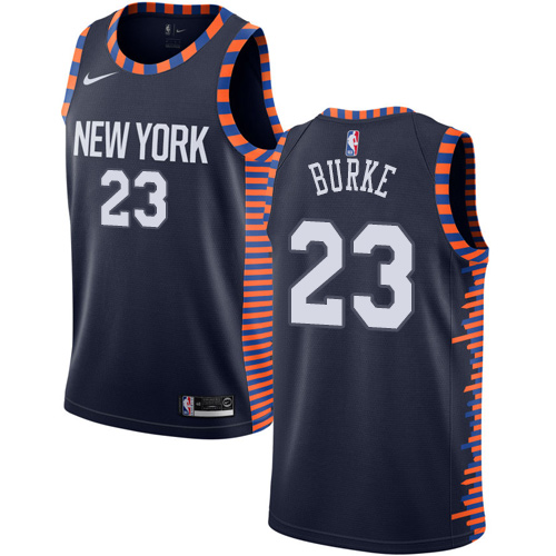 Personalized Knicks #23 Trey Burke Navy NBA Swingman City Edition 2018 19 Jersey
