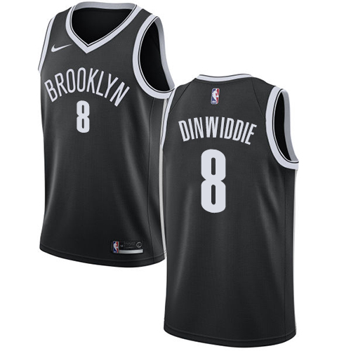Personalized Nets #8 Spencer Dinwiddie Black NBA Swingman Icon Edition Jersey