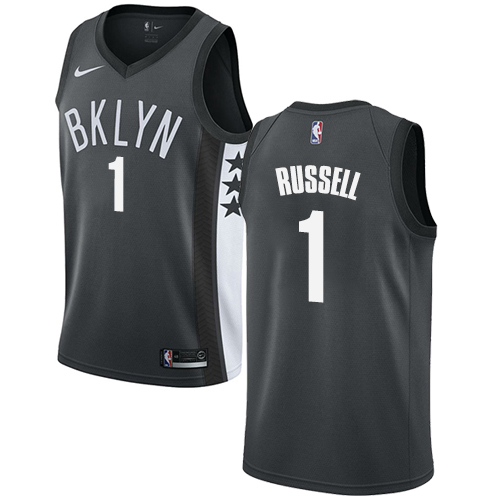 Personalized Nets #1 D’Angelo Russell Gray NBA Swingman Statement Edition Jersey