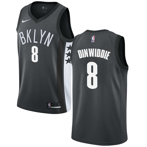 Personalized Nets #8 Spencer Dinwiddie Gray NBA Swingman Statement Edition Jersey