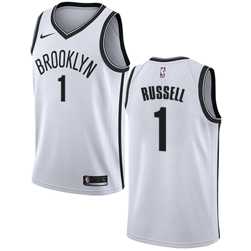 Personalized Nets #1 D’Angelo Russell White NBA Swingman Association Edition Jersey