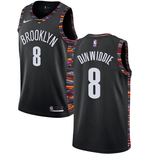 Personalized Nets #8 Spencer Dinwiddie Black NBA Swingman City Edition 2018 19 Jersey