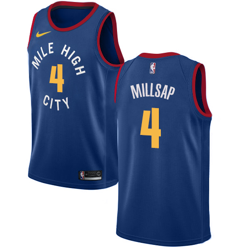 Personalized Nuggets #4 Paul Millsap Blue NBA Swingman Statement Edition Jersey