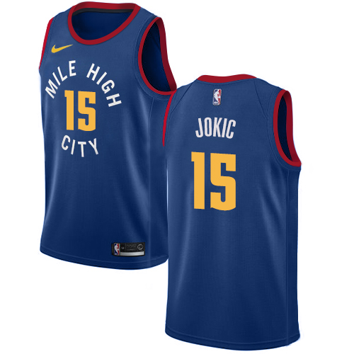 Personalized Nuggets #15 Nikola Jokic Blue NBA Swingman Statement Edition Jersey