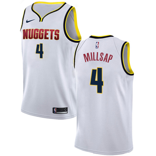 Personalized Nuggets #4 Paul Millsap White NBA Swingman Association Edition Jersey