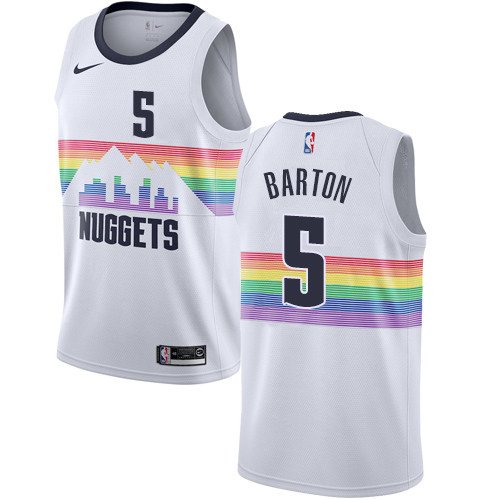 Personalized Nuggets #5 Will Barton White NBA Swingman City Edition 2018 19 Jersey