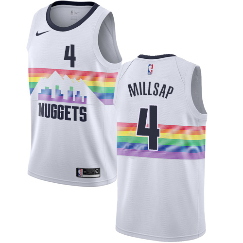 Personalized Nuggets #4 Paul Millsap White NBA Swingman City Edition 2018 19 Jersey