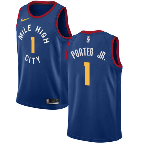 Personalized Nuggets #1 Michael Porter Jr. Blue NBA Swingman Statement Edition Jersey