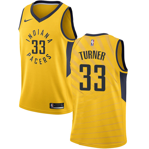 Personalized Pacers #33 Myles Turner Gold NBA Swingman Statement Edition Jersey