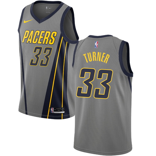 Personalized Pacers #33 Myles Turner Gray NBA Swingman City Edition 2018 19 Jersey