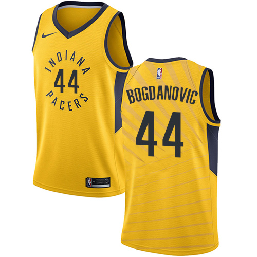 Personalized Pacers #44 Bojan Bogdanovic Gold NBA Swingman Statement Edition Jersey