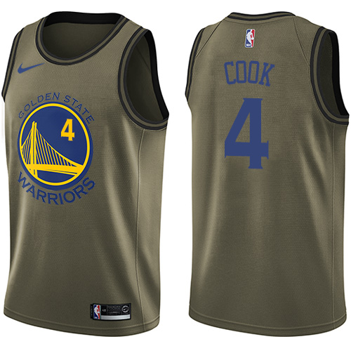 Personalized Warriors #4 Quinn Cook Green NBA Swingman Salute to Service Jersey