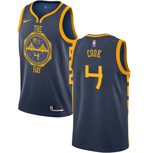 Personalized Warriors #4 Quinn Cook Navy NBA Swingman City Edition 2018 19 Jersey