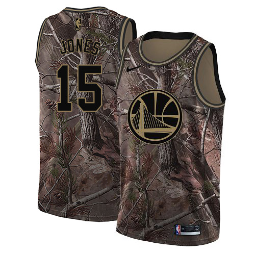 Personalized Warriors #15 Damian Jones Camo NBA Swingman Realtree Collection Jersey