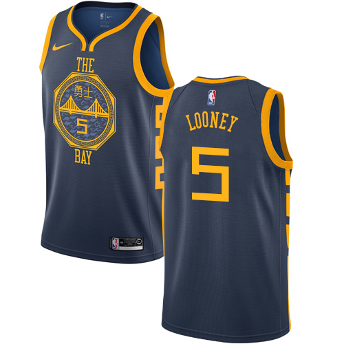 Personalized Warriors #5 Kevon Looney Navy NBA Swingman City Edition 2018 19 Jersey
