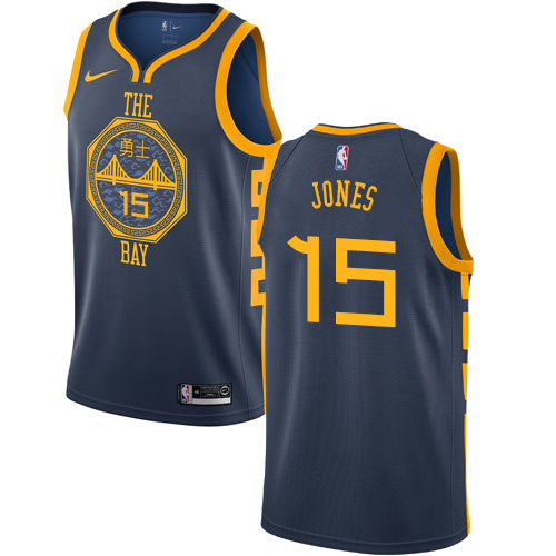 Personalized Warriors #15 Damian Jones Navy NBA Swingman City Edition 2018 19 Jersey