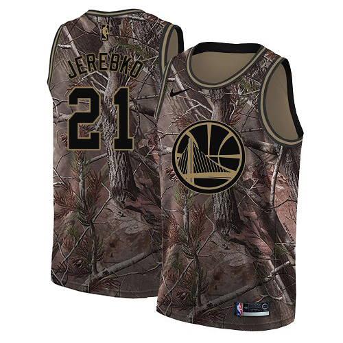 Personalized Warriors #21 Jonas Jerebko Camo NBA Swingman Realtree Collection Jersey