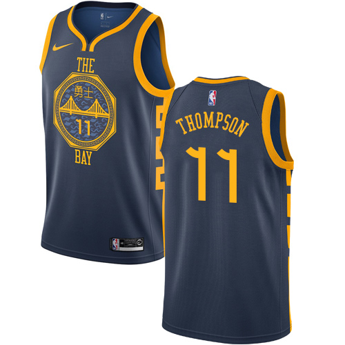 Personalized Warriors #11 Klay Thompson Navy NBA Swingman City Edition 2018 19 Jersey