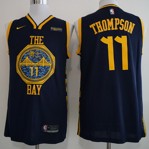 Personalized Warriors 11 Klay Thompson Navy 2018-19 City Edition Swingman Jersey
