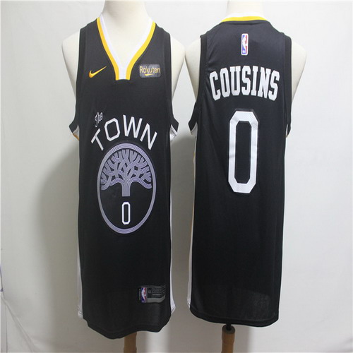 Personalized Warriors 0 DeMarcus Cousins Black 2018-19 City Edition Swingman Jersey