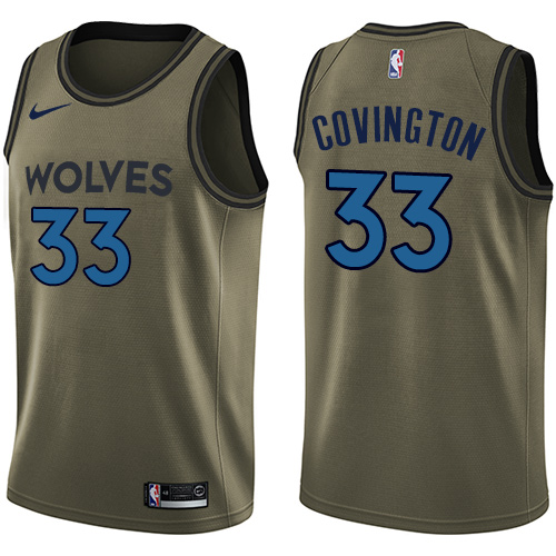 Personalized Timberwolves #33 Robert Covington Green NBA Swingman Salute to Service Jersey