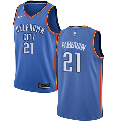 Personalized Thunder #21 Andre Roberson Blue NBA Swingman Icon Edition Jersey