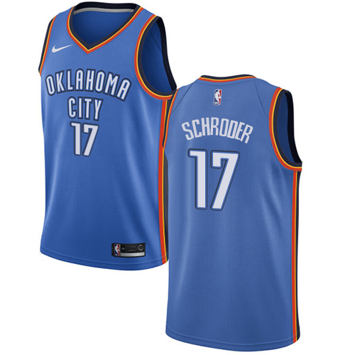 Personalized Thunder #17 Dennis Schroder Blue NBA Swingman Icon Edition Jersey