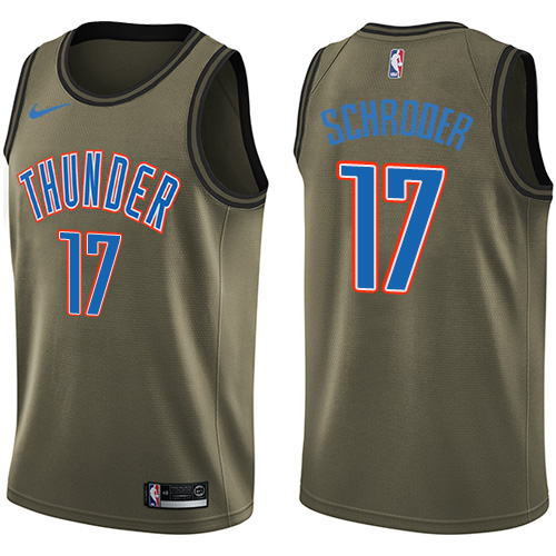 Personalized Thunder #17 Dennis Schroder Green NBA Swingman Salute to Service Jersey