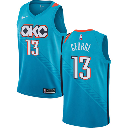 Personalized Thunder #13 Paul George Turquoise NBA Swingman City Edition 2018 19 Jersey