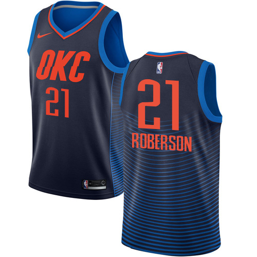 Personalized Thunder #21 Andre Roberson Navy Blue NBA Swingman Statement Edition Jersey