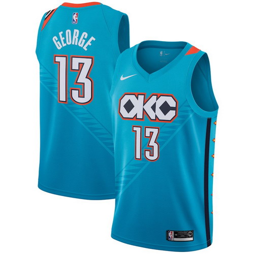 Personalized Thunder 13 Paul George Turquoise 2018-19 City Edition Swingman Jersey
