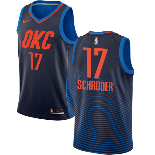 Personalized Thunder #17 Dennis Schroder Navy Blue NBA Swingman Statement Edition Jersey